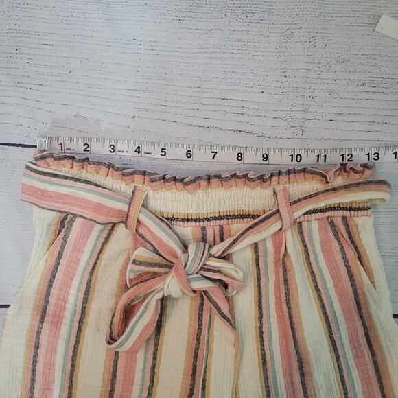 Roan + Ryan Size 2 Beau Stripe Tie Waist Multi Gauzy High Waist Shorts Evereve - Picture 5 of 7